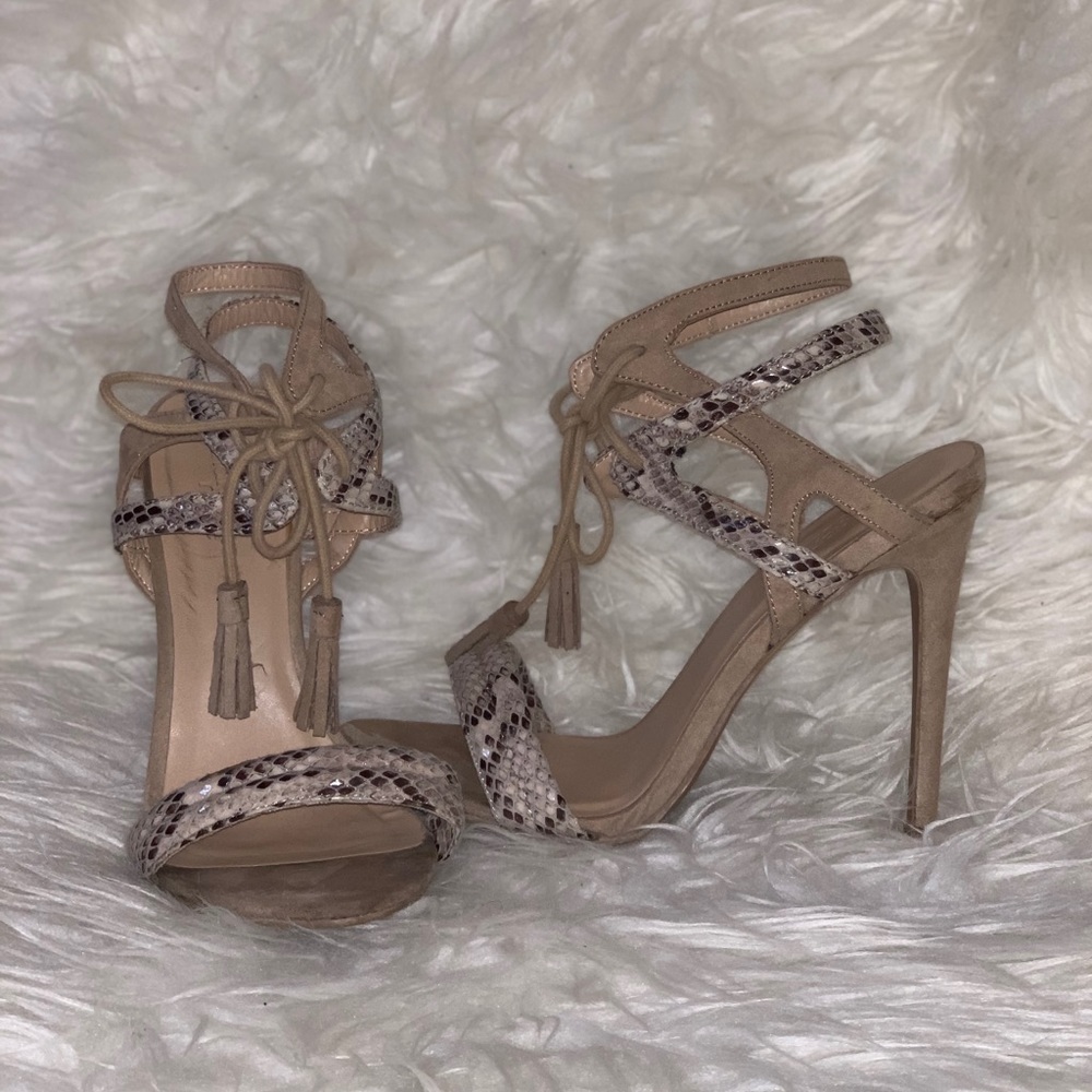 Charlotte Russe Faux Snake Skin Tan Heels
